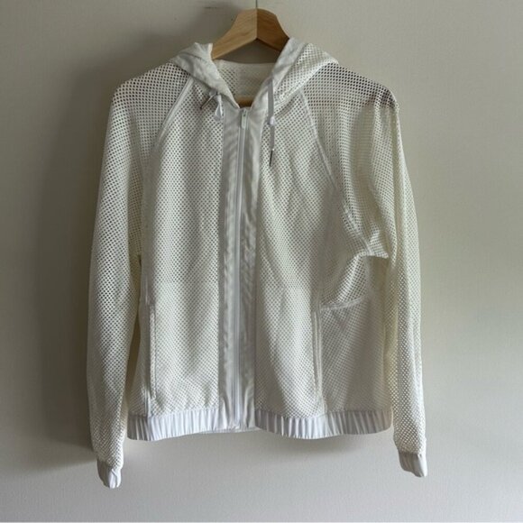 Lululemon Mesh on Mesh White Hooded Jacket - Picture 3 of 8